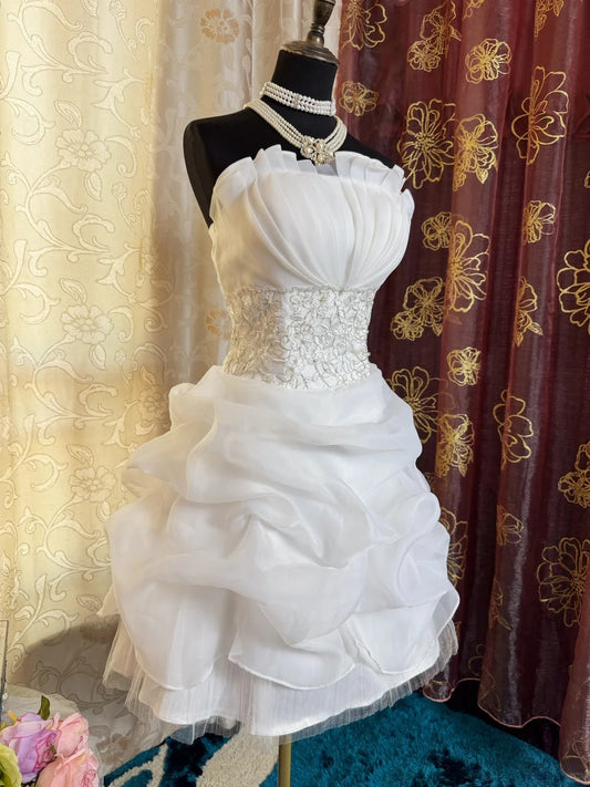 White Birthday Outfit Short Evening Dress Short Party Dress Vintage Homecoming Dress   fg8088
