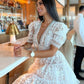 White Lace Birthday Outfit Short Evening Dress Cocktail Dresses Short Party Dress  fg8007