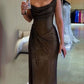One Shoulder Long Prom Dress Evening Party Dresses With Slit  fg7653
