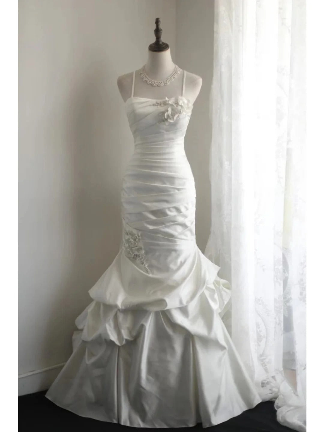 Mermaid White Party Dress Long Evening Dress Princess Wedding Dress    fg8108