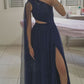 A Line Sparkly Navy Tulle Long Party Dress Prom Dress New Arrive Evening Dress   fg7994