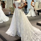 A Line White Square Neck Long Princess Wedding Dress    fg8131