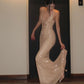 Champagne Sequin Shiny Long Prom Dress Evening Party Dresses  fg7741
