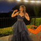 Shinny Tulle A-Line Long Prom Dress Evening Party Dresses  fg7647