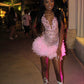 Pink Sexy Beaded Homecoming Dress Short Party Dress    fg7723