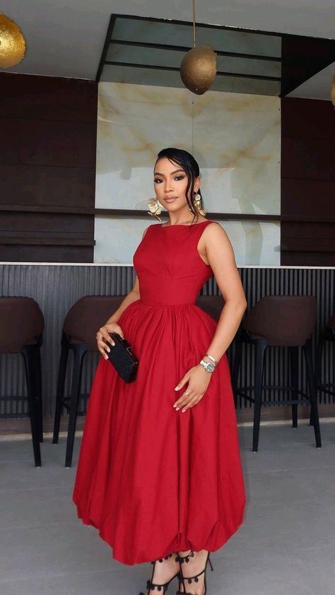 Red A Line Red Midi Party Dress Formal Evening Dress    fg7519