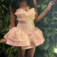 Pink Strapless Birthday Dress Pink Homecoming Dress Short Party Dress    fg7713