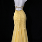 ellow Halter V Neck Beaded Mermaid Evening Dress fg9133