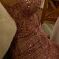 Pink Sequin Short Evening Dress Homecoming Dress Short Party Dress    fg7764