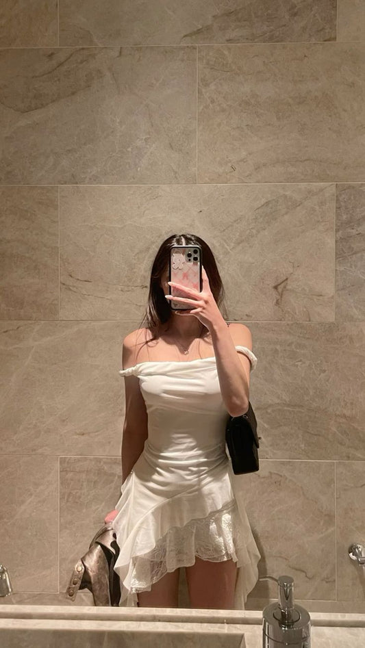 White Birthday Outfit Off Shoulder Short Evening Dress Cocktail Dresses Short Party Dress   fg8003