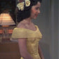 Yellow Off Shoulder A Line Party Dress Long Evening Dress     fg8113