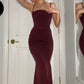 Sexy Mermaid Spaghetti Straps Burgundy Long Evening Dress Prom Dresses    fg7790