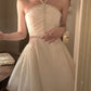 A Line White Halter Homecoming Dress Short Evening Dress Cocktail Dresses Short Party Dress   fg7905
