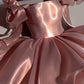 Pink Homecoming Dress with Bow Shoulder Ties A-line Short Party Gown    fg8044