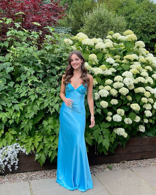 Long Evening Prom Dresses, Custom Blue Prom Dress          fg6364