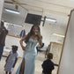 Mermaid Blue Strapless Prom Party Dress Long Evening Dress   fg8096