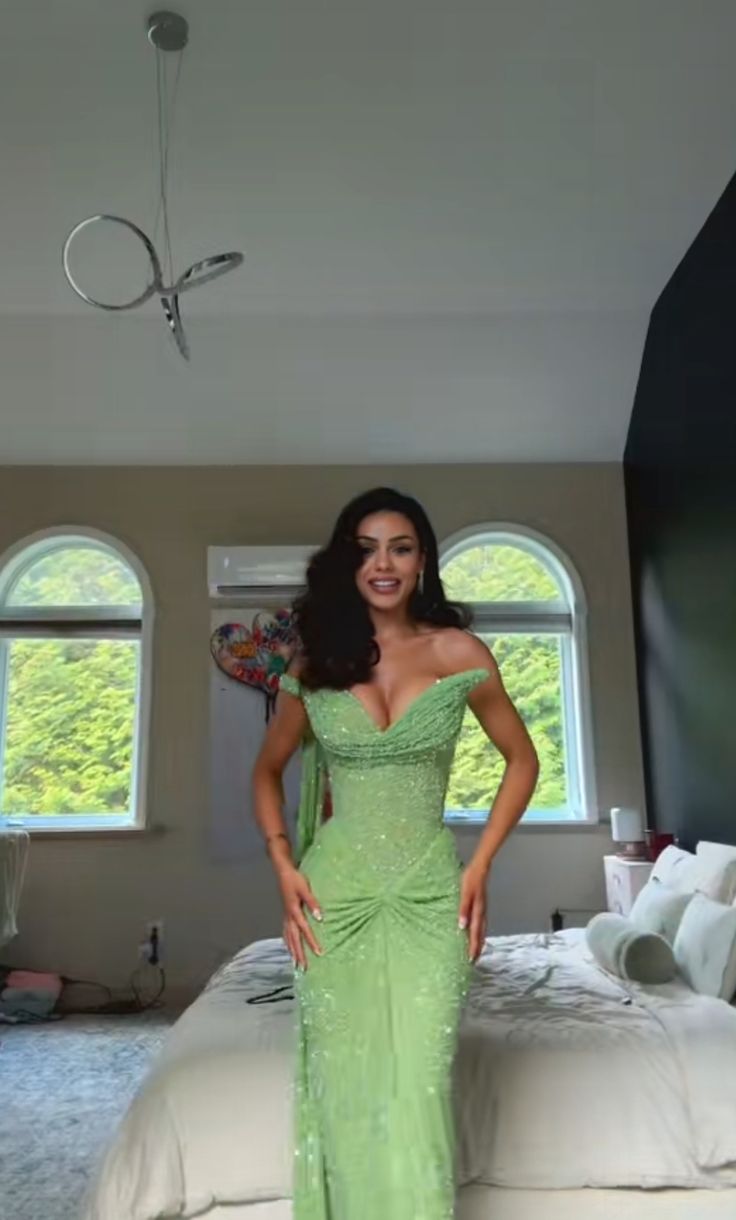 Green Elegant Long Party Dress Prom Dress New Arrive Mermaid Evening Dress   fg8020
