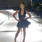 Black Short Prom Dress Sparkly Birthday Party Dress Homecoming Dress   fg8097