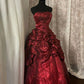 A Line Burgundy Long Prom Dress Evening Party Dresses  fg7745