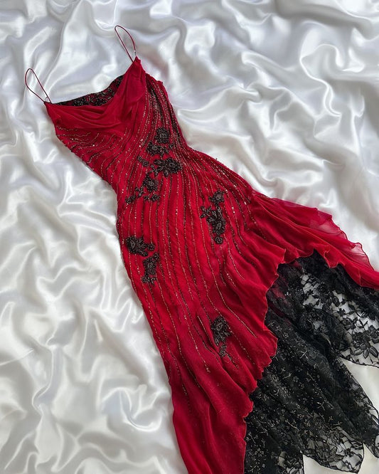 Red Chiffon Formal Dress New Arrive Party Dress Evening Dress   fg7900