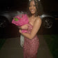 Rose Pink Sequin Long Birthday Dress Prom Dress New Arrive Party Dress Evening Dress   fg7982