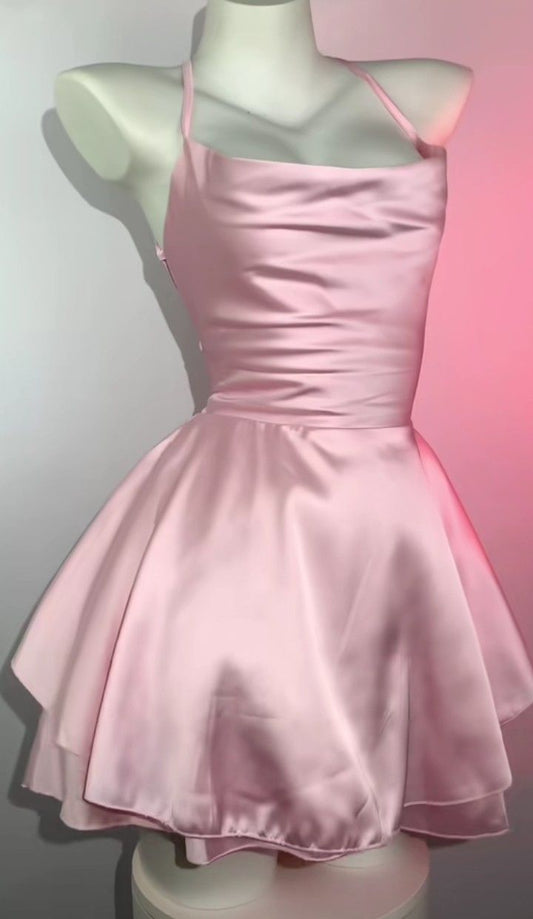 Cute Pink Party Dress Short Prom Dress Birthday Dress     fg7405