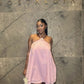 Pink Asymmetrical 3D Flower Halter Mini Dress, Elegant Summer Women's Party Dress   fg8187