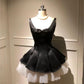 A Line Black Short Prom Dress Birthday Party Dress Homecoming Dress   fg8115