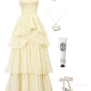 A Line Strapless Pale Yellow Long Party Dress Evening Dress Prom Dresses    fg7834