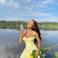 A Line Yellow Prom Dress, Evening Dress   fg7606