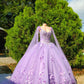 Puffy Ball Gown Quinceanera Dresses Purple with Butterflies Lace Tulle for Girls Sweet 15 16 Birthday Dress       fg5468