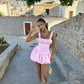 Pink Square Neck A-line Graduation Party Short Homecoming Dresses    fg8146