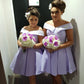 Lavender Bridesmaid Dresses Knee Length Wedding Party Gowns Plus Size Custom Made   fg8195
