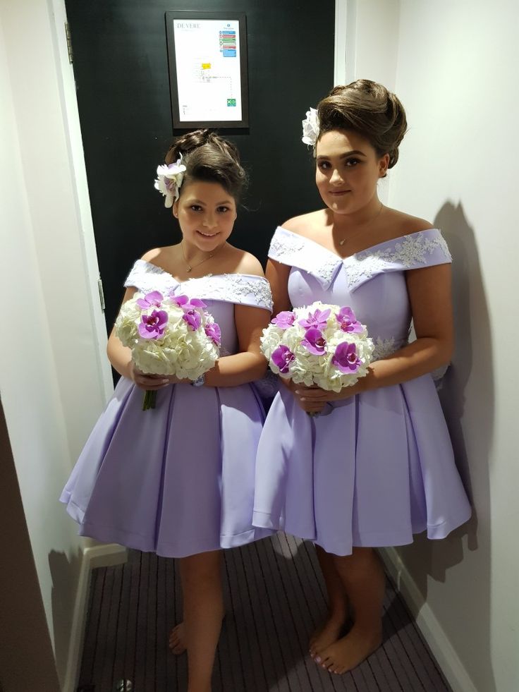 Lavender Bridesmaid Dresses Knee Length Wedding Party Gowns Plus Size Custom Made   fg8195