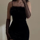 Mermaid Straps Long Slit Black Feather Prom Dresses       fg6479