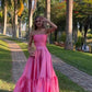 Strapless A Line Hot Pink Long Prom Dress      fg6584