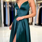 Simple V-Neck Satin Long Prom Dress, Beautiful A-Line Backless Evening Party Dress       fg6191