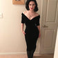 Black Sexy Off The Shoulder Prom Party Dresses Mid Length Evening Gowns        fg6273