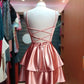 Pink Spaghetti Straps Simple Popular A-line Short Homecoming Dresses     fg6784
