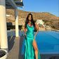 Elegant Spaghetti Strap Split Side A-line Long Prom Dress        fg6805