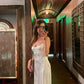 Soft Spaghetti Strap Sleeveless A-line Satin Long Prom Dresses    fg6699