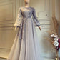 Elegant Muslim Evening Dress Long Sleeves Appliques Special Occasion Party Dress      fg6679