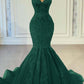 Green Mermaid Prom Dresses Long For Women 2025 Sweetheart Neckline Lace Appliques Beaded Formal Evening Gowns Lace Party Dresses      fg6421