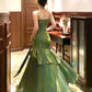 Chic Green Straps Sweetheart Long Formal Dress, Green Prom Dress Evening Dress       fg6521