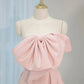 A-Line Satin Pink Long Prom Dress, Pink Long Formal Dress       fg6809