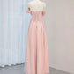 A-Line Satin Pink Long Prom Dress, Pink Long Formal Dress       fg6809