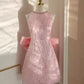 Sexy A line Scoop Pink Sequin Travel Vacation Dress Short Birthday Dress       fg6374