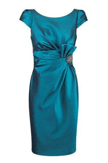 Cap Sleeves Short Blue Mother of Bride Dress     fg6614