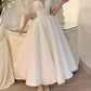 A-line Tea Length Lace Wedding Dresses With Short Sleeves       fg6418