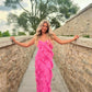 Pink Chiffon Ruffle Party Dress Long Prom Dress        fg6396